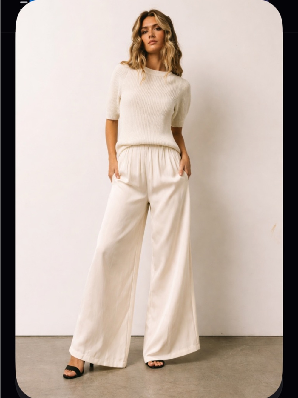 New Baltic Born Jayla Palazzo Satin Pant Cream High Waist Spring Rare $90